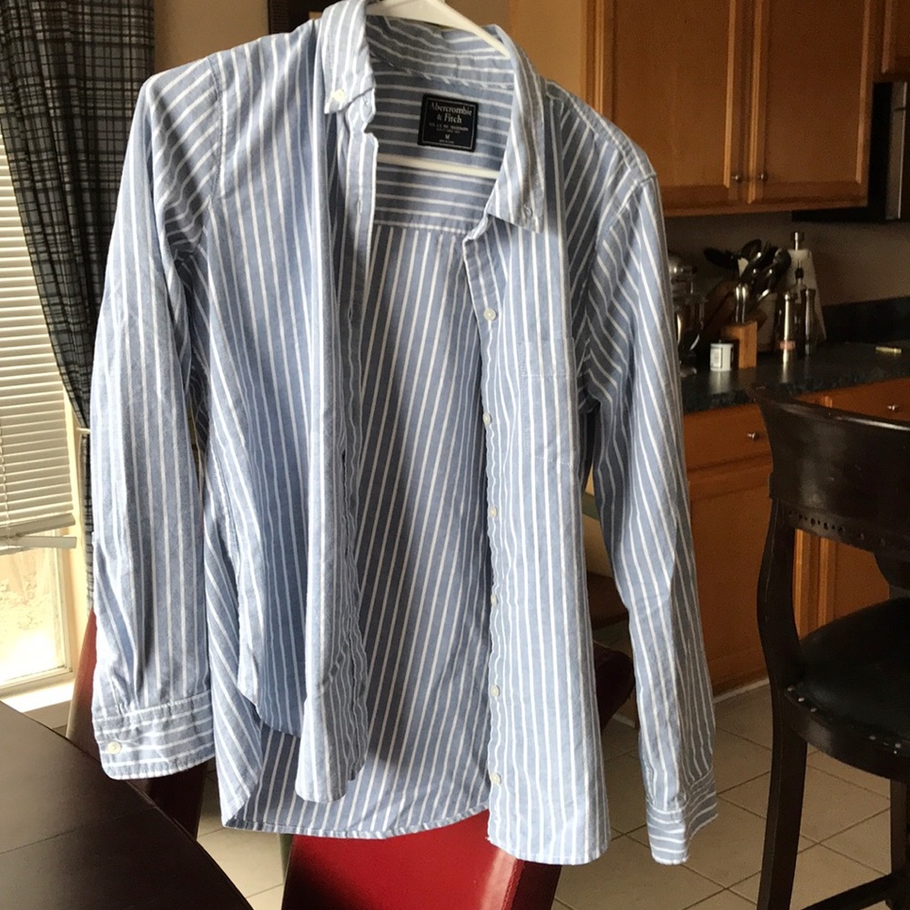 button up button down abercrombie striped shirt